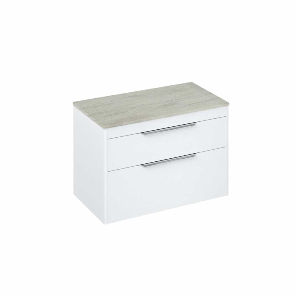 Shoreditch 85cm double drawer Matt White with Concrete Haze Worktop